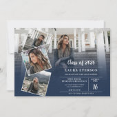 Moderner marineblauer Abschluss mit minimalistisch Einladung (Vorderseite)