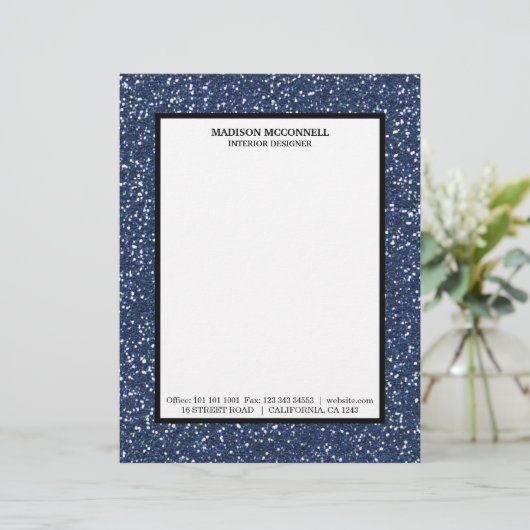 Moderner marineblauer Glitzer Briefbogen (Stehend Vorderseite)