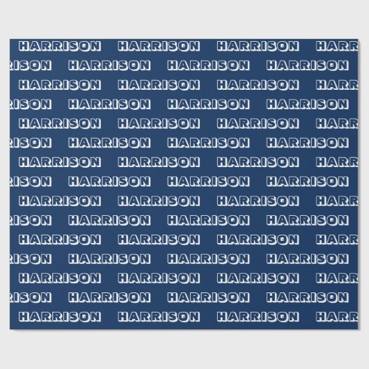 Moderner marineblauer individuelle Name Geburtstag Geschenkpapier (Flach)