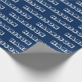 Moderner marineblauer individuelle Name Geburtstag Geschenkpapier (Ecke)