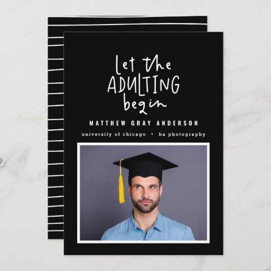 Moderner Marker Pen Eadulter Foto Abschluss Ankündigung (Vorne/Hinten)