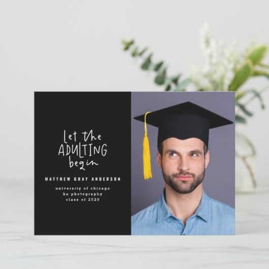 Moderner Marker Pen Eadulter Foto Abschluss Ankündigung (Stehend Vorderseite)