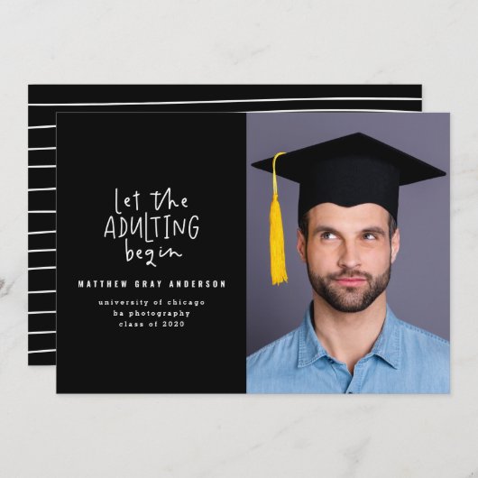 Moderner Marker Pen Eadulter Foto Abschluss Ankündigung (Vorne/Hinten)