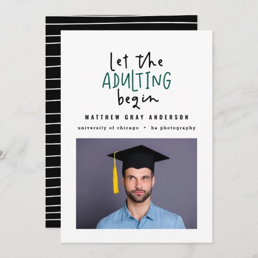 Moderner Marker Pen Eadulter Foto Abschluss Ankündigung (Vorne/Hinten)