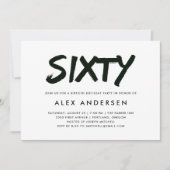Moderner Marker | Schwarz und Weiß 60. Geburtstag Einladung (Vorderseite)