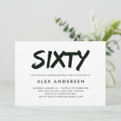 Moderner Marker | Schwarz und Weiß 60. Geburtstag Einladung (Stehend Vorderseite)