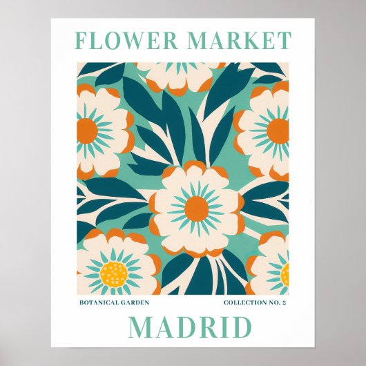 Moderner Markt für Blume Madrid Blume botanisch Poster (Vorne)