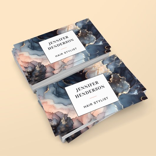 Moderner Marmor Agate Gold Blue Glitzer Visitenkarte