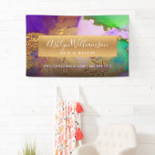 Moderner Marmor Aquarell Gold lila grüner Stylist Banner (Insitu)