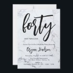 Moderner Marmor Brushed 40. Geburtstag Einladung<br><div class="desc">Custom Gray Marble Texture Man Typografy 40th Birthday Einladung ///This invite is part of a match collection//////</div>