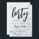 Moderner Marmor Brushed 40. Geburtstag Einladung<br><div class="desc">Custom Gray Marble Texture Man Typografy 40th Birthday Einladung ///This invite is part of a match collection//////</div>
