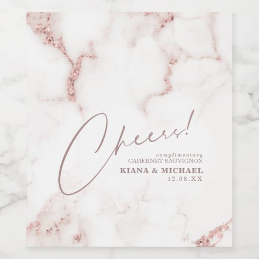 Moderner Marmor Cheers Dusty Rose Gold ID816 Weinetikett (Einzelnes Label)