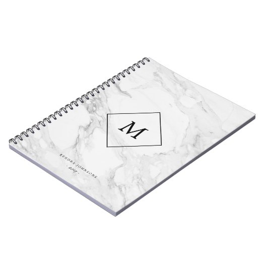 Moderner Marmor des Monogramms Notizblock (Linke Seite)