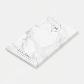 Moderner Marmor des Monogramms Post-it Klebezettel (angewinkelt)