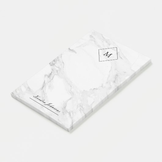 Moderner Marmor des Monogramms Post-it Klebezettel (angewinkelt)