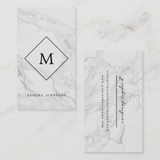 Moderner Marmor des Monogramms Visitenkarte (Vorne/Hinten)