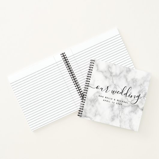 Moderner Marmor Elegante Kalligraphie Hochzeitgast Notizblock (Innenseite)