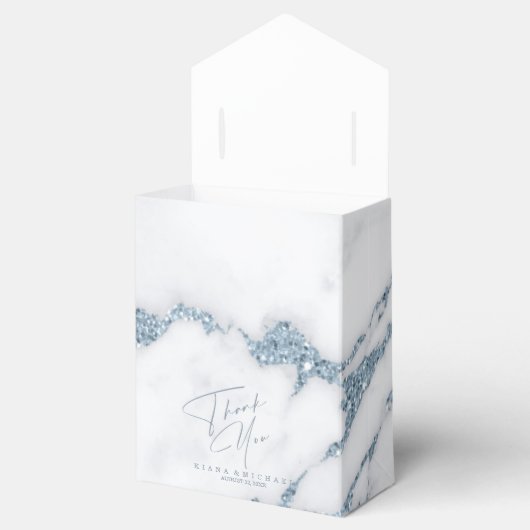 Moderner Marmor-Glitzer Danke Dusty Blue ID816 Geschenkschachtel (Geöffnet)