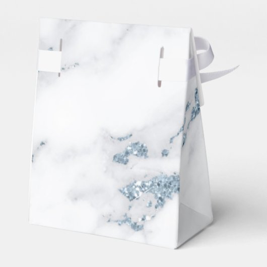 Moderner Marmor-Glitzer Danke Dusty Blue ID816 Geschenkschachtel (Rückseite)