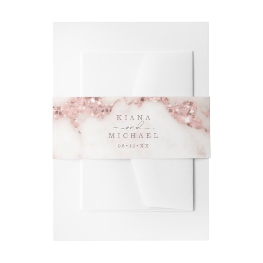 Moderner Marmor Glitzer Hochzeit Rose Gold ID816 Einladungsbanderole (Vorderseite Beispiel)