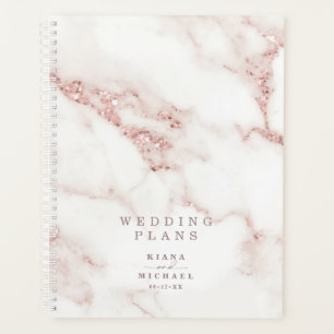 Moderner Marmor Glitzer Hochzeit Rose Gold ID816 Planer