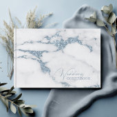 Moderner Marmor-Glitzer Wedding Blue ID816 Gästebuch