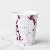 Moderner Marmor-Glitzer Wedding Burgundy ID816 Pappbecher (Vorderseite)