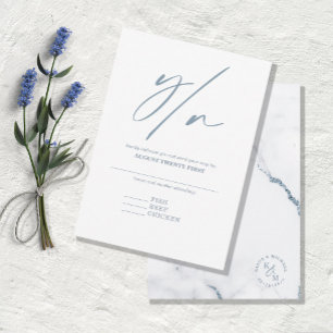 Moderner Marmor-Glitzer Wedding Dusty Blue ID816 RSVP Karte