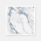 Moderner Marmor-Glitzer Wedding Dusty Blue ID816 Serviette (Vorderseite)