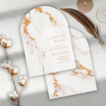 Moderner Marmor-Glitzer Wedding Gold Arch ID816 Einladung<br><div class="desc">Ein abstrakter Hintergrund, der an den goldfarbenen Marmor aus Glitzer erinnert, der durch weiches Beige und Weiß gehalten ist, bildet den Hintergrund für eleganten Drehtext und moderne Designkonzepte in den Teilen dieser wunderschönen Hochzeitssuite. Die bogenförmige Hochzeitseinladung zeigt hier einen rechtsgerichteten Text mit elegantem Marmorrand. Suchen Sie ID816, um weitere Teile...</div>