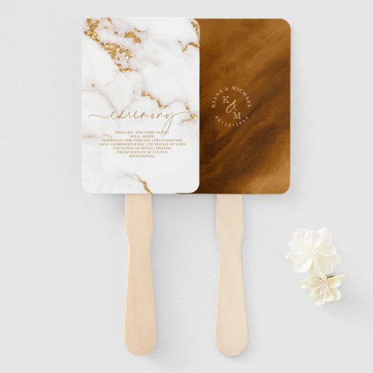 Moderner Marmor-Glitzer Wedding Gold ID816 Fächer (Vorne und Hinten)