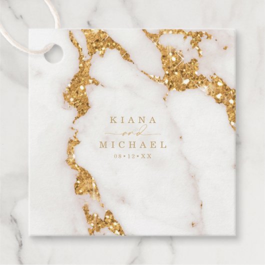 Moderner Marmor-Glitzer Wedding Gold ID816 Geschenkanhänger (Vorderseite)