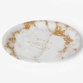 Moderner Marmor-Glitzer Wedding Gold ID816 Pappteller (Schrägansicht)