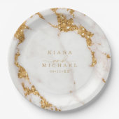 Moderner Marmor-Glitzer Wedding Gold ID816 Pappteller (Vorderseite)