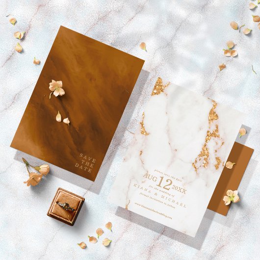 Moderner Marmor-Glitzer Wedding Gold ID816 Save The Date