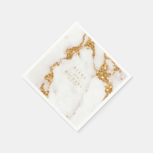 Moderner Marmor-Glitzer Wedding Gold ID816 Serviette (Ecke)