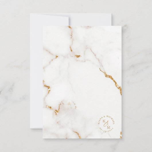 Moderner Marmor Glitzer Wedding Gold V2 ID816 RSVP Karte (Rückseite)