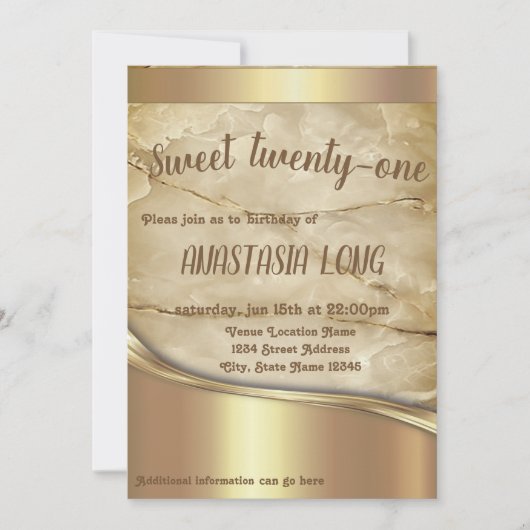 Moderner Marmor mit goldenen Details Save the Date (Vorderseite)