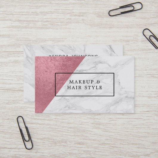 Moderner Marmor mit Imitat-Rosen-Gold Visitenkarte (Vorderseite/Rückseite Beispiel)