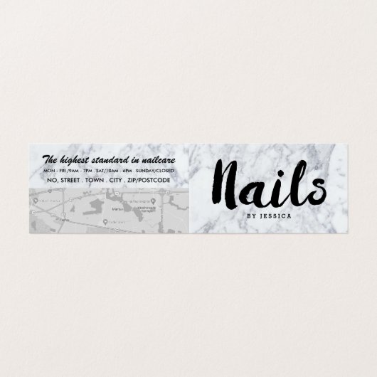 Moderner Marmor, Nageltechniker, Nagelsalon Loyali Visitenkarten (Außenseite Aufgefaltet)