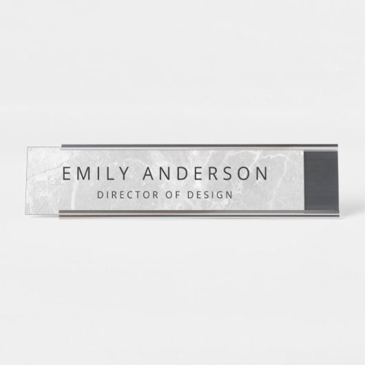 Moderner Marmor Personalisiert Schreibtischnamensplakette (Vorderseite )