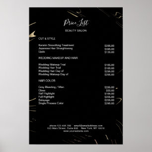 Moderner Marmor Schwarz Gold Preisliste Poster