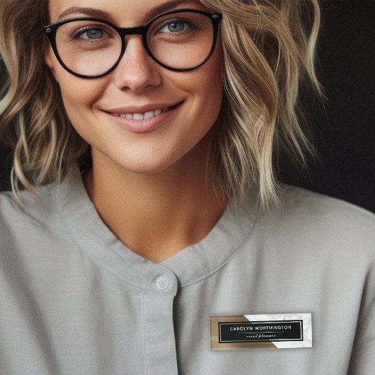 Moderner Marmorgoldbrushed-Metallfarbblock Namenschild