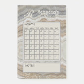 Moderner Marmorkalender Monatlicher Persönlicher P Post-it Klebezettel (Vorderseite)