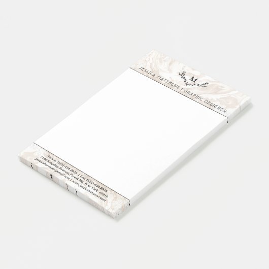 Moderner Marmormonogramm-Kranz Post-it Klebezettel (angewinkelt)