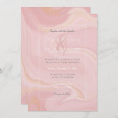 Moderner Marmorrosa Glitzer Hintergrund Einladung (Vorne/Hinten)