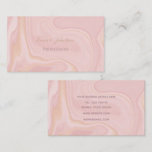 Moderner Marmorrosa Glitzer Hintergrund Visitenkarte (Vorne/Hinten)