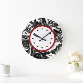 Moderner Marmorschwarz und Weiß-Trendy Große Wanduhr (Zuhause)
