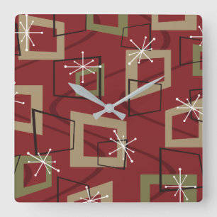 Moderner Maroon des Mittelalters Quadratische Wanduhr