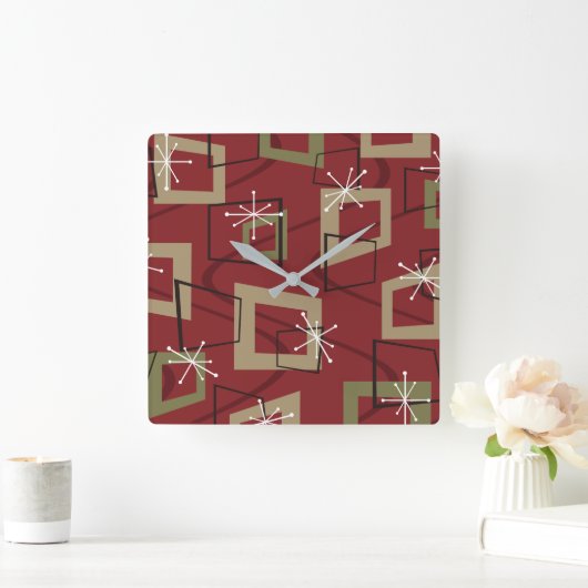 Moderner Maroon des Mittelalters Quadratische Wanduhr (Zuhause)